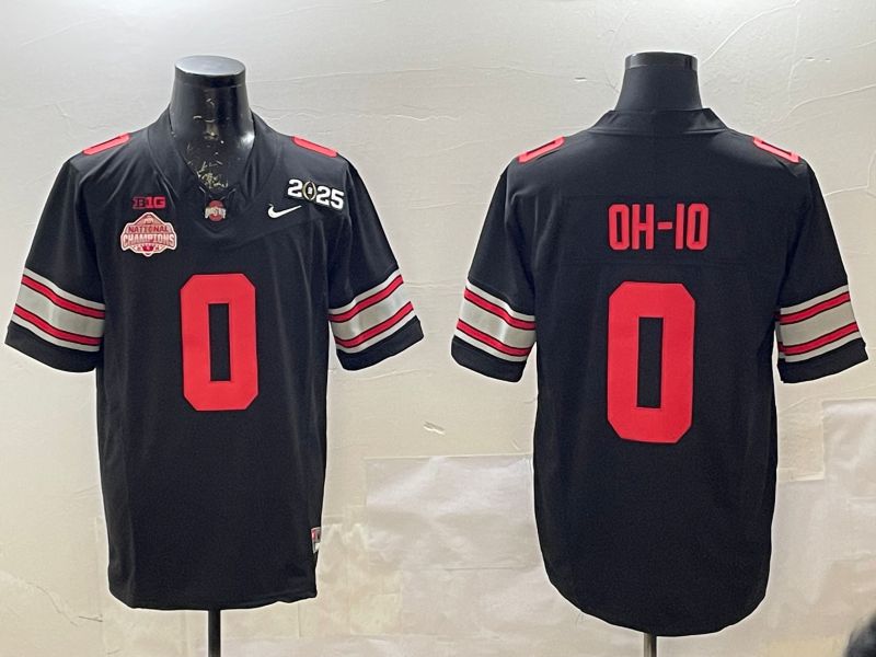 Men Ohio State Buckeyes #0 Oh-Io Black Three generations Nike 2025 NCAA Jersey